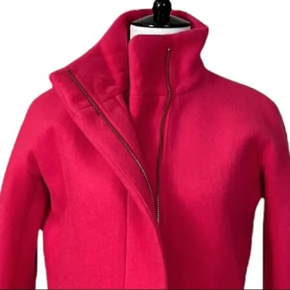 J. Crew Women's Wool Blend Stadium Cocoon Zip Front Coat Pink Women's Size 0 - Picture 7 of 12